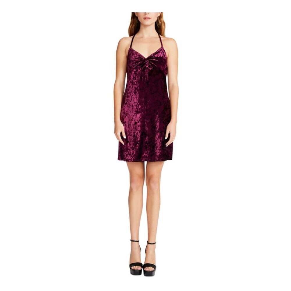 MADDEN GIRL Womens Purple Twist Front Pullover Sleeveless Mini Sheath Dress XS